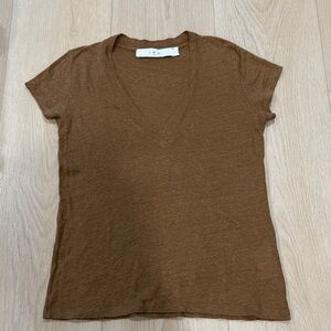 Iro Rodeo V-Neck Linen Tee in Camel